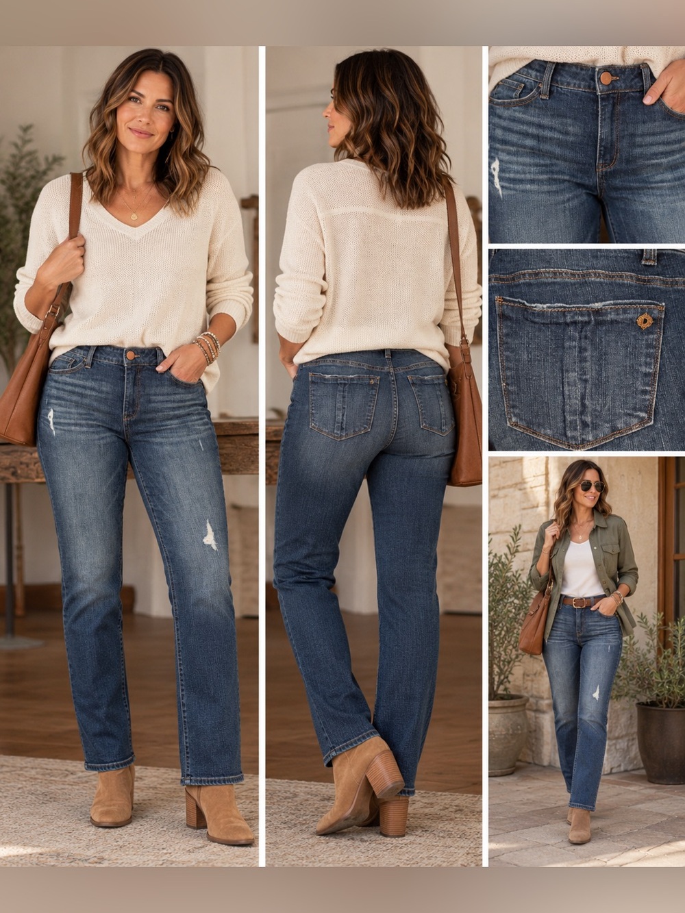 Democracy Ab Solution Jeans Size 14 Distressed Straight Leg Stretch Denim